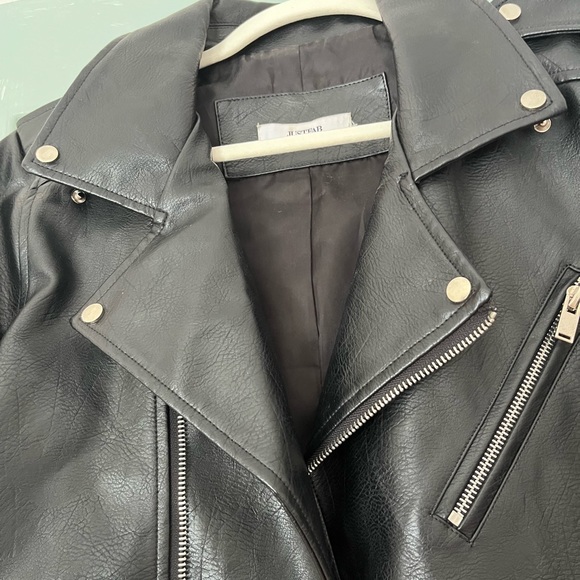 Black Moto Faux Leather Jacket - Picture 2 of 4